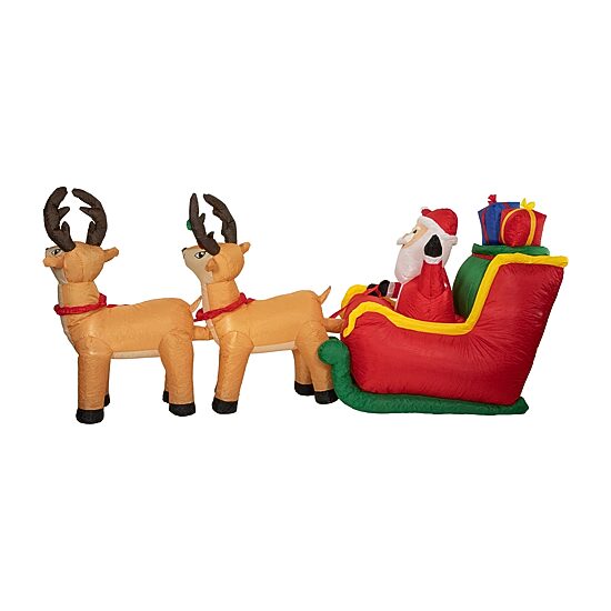 Northlight 8ft Inflatable Santafts Sleigh And Reindeer Christmas Inflatable