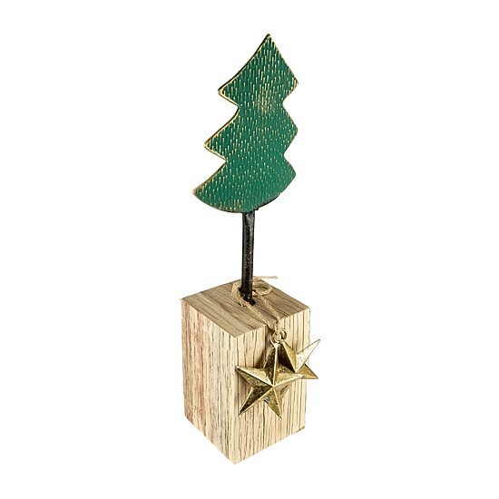 Northlight 17" Metal Tree With Stars And Chunky Wooden Base 1 Foot Christmas Tree