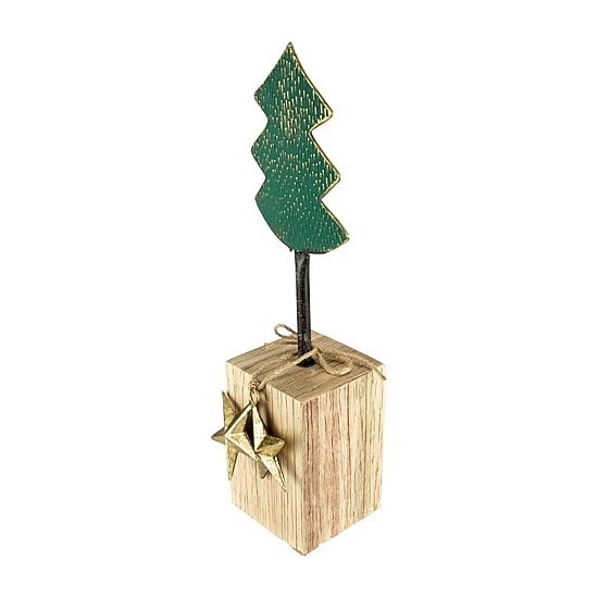 Northlight 17" Metal Tree With Stars And Chunky Wooden Base 1 Foot Christmas Tree
