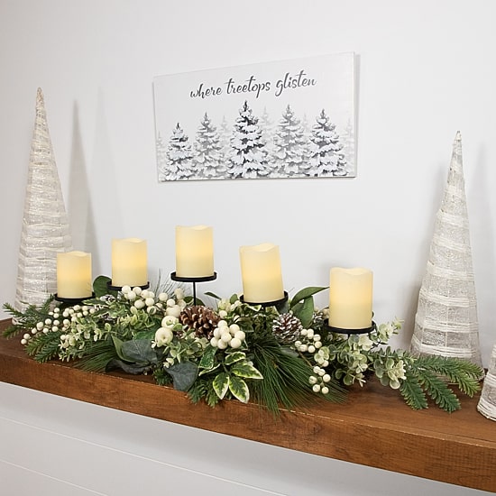 Northlight 42" Berries And Eucalyptus Artificial Candle Holder