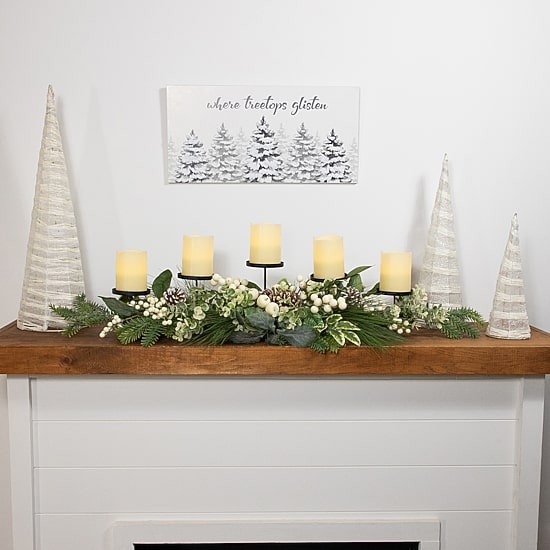 Northlight 42" Berries And Eucalyptus Artificial Candle Holder