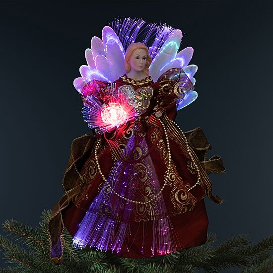 Northlight 12" Burgundy Lighted Fiber Optic Angel Christmas Tree Topper
