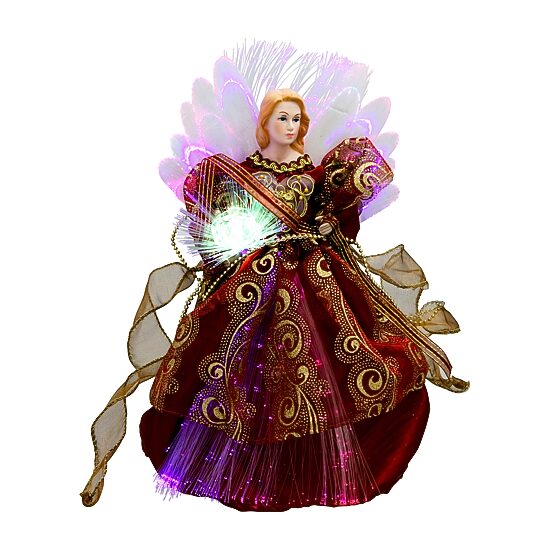 Northlight 12" Burgundy Lighted Fiber Optic Angel Christmas Tree Topper