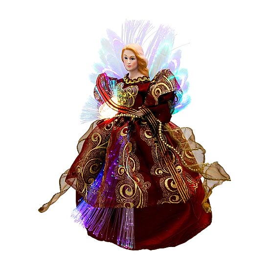 Northlight 12" Burgundy Lighted Fiber Optic Angel Christmas Tree Topper