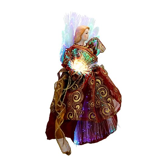 Northlight 12" Burgundy Lighted Fiber Optic Angel Christmas Tree Topper