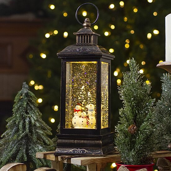 Northlight 11" Led Snowman Family Brushed Lantern Decorative Lantern