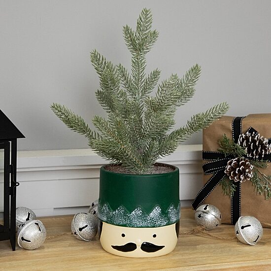 Northlight 15" Mini Frosted In Nutcracker Pot 1 Foot Christmas Tree