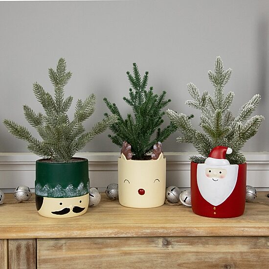 Northlight 15" Mini Frosted In Nutcracker Pot 1 Foot Christmas Tree