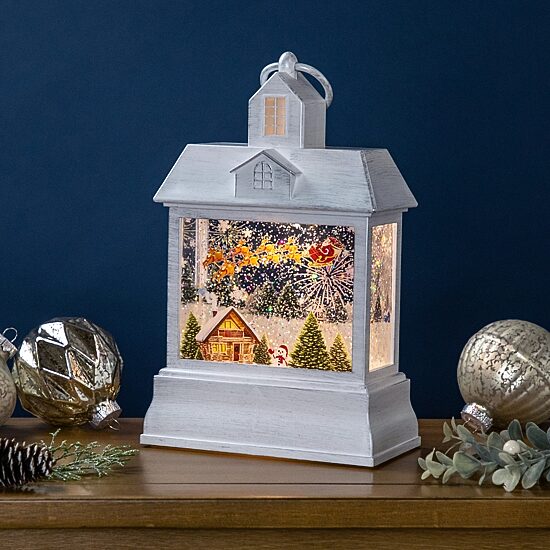 Northlight 10" Led Lighted Santafts Sleigh Lantern Christmas Snow Globe