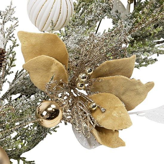 Northlight 6ft Glittered Poinsettia And Ornaments Artificial Christmas Indoor Garland