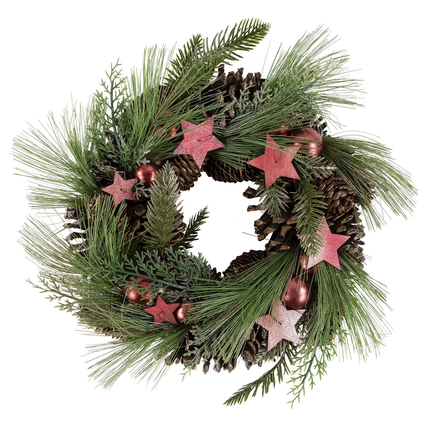 Northlight 14" Real Touch™️ Pine And Pinecone Artificial With Stars Wreath