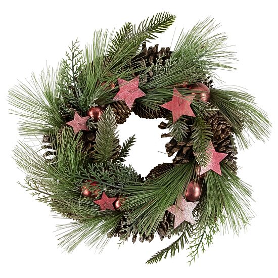 Northlight 14" Real Touch™️ Pine And Pinecone Artificial With Stars Wreath
