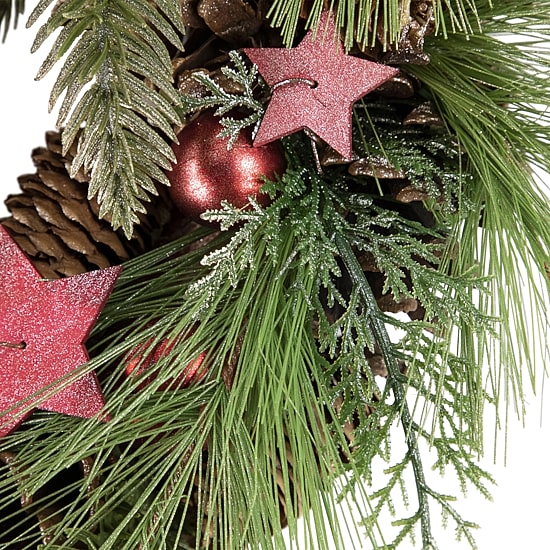 Northlight 14" Real Touch™️ Pine And Pinecone Artificial With Stars Wreath