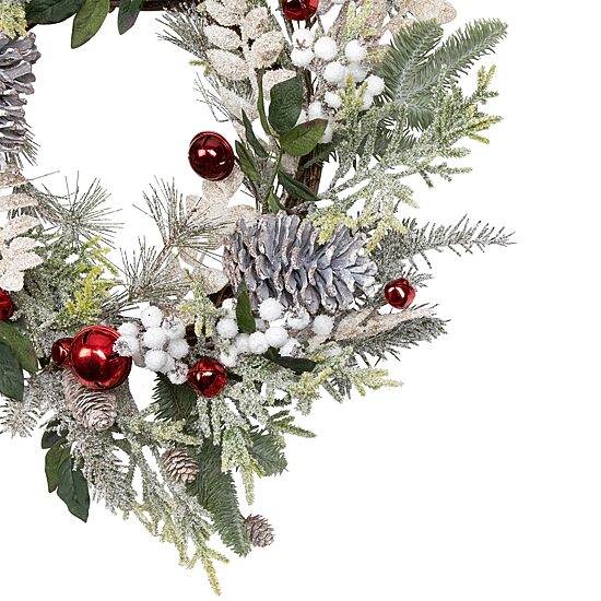 Northlight 24" Frosted Pinecones And Berries Artificial Wreath