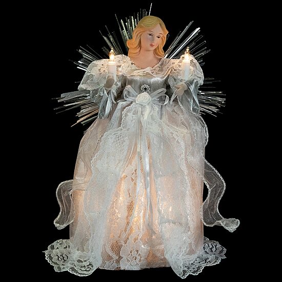 Northlight 11" Lighted Angel With Candle Christmas Tree Topper