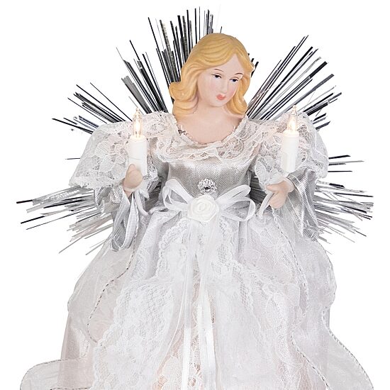 Northlight 11" Lighted Angel With Candle Christmas Tree Topper