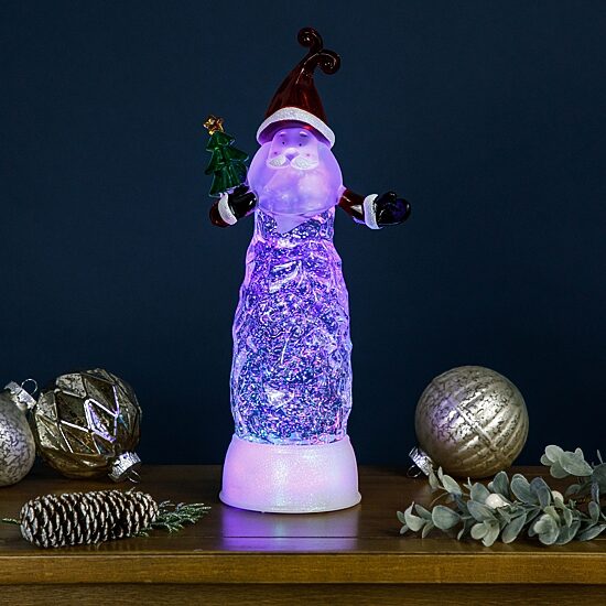 Northlight 12" Led Lighted Santa Acrylic Christmas Snow Globe