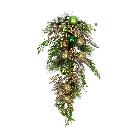 Northlight 25" Ball Ornaments And Berries Glittered Swag