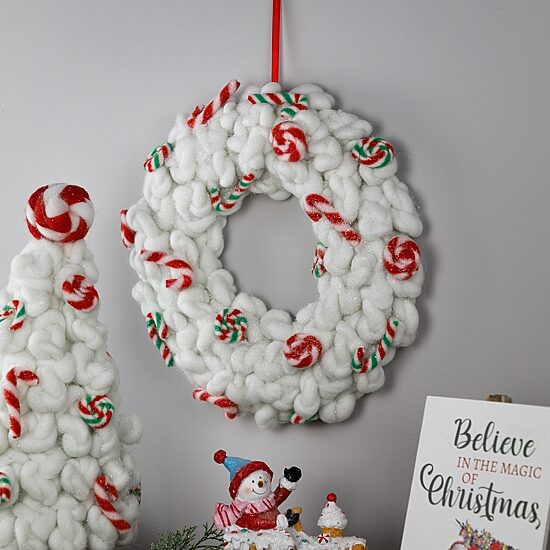 Northlight 13" Plush Peppermint And Candy Canes Wreath