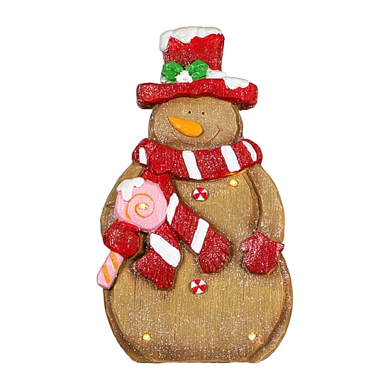 Northlight 16" Led Lighted Gingerbread Snowman With Lollipop Christmas Figurine