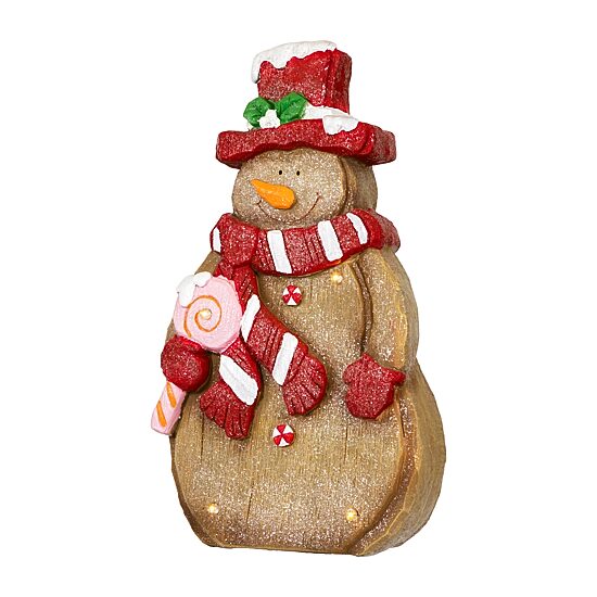 Northlight 16" Led Lighted Gingerbread Snowman With Lollipop Christmas Figurine