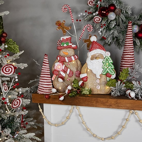 Northlight 16" Led Lighted Gingerbread Snowman With Lollipop Christmas Figurine
