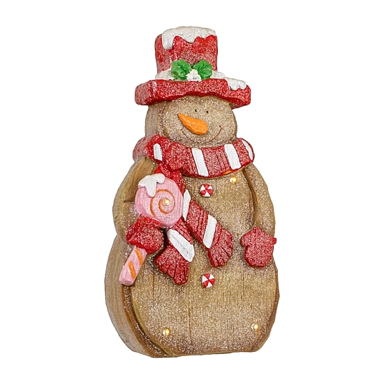 Northlight 16" Led Lighted Gingerbread Snowman With Lollipop Christmas Figurine