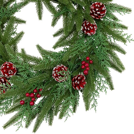 Northlight 24" Wind River Fir With Glittered Pinecones Wreath