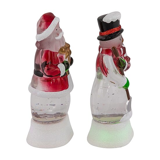 Northlight 6" Led Lighted Color Changing Santa And Snowman Acrylic Christmas Snow Globe