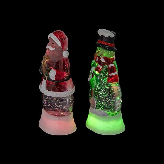 Northlight 6" Led Lighted Color Changing Santa And Snowman Acrylic Christmas Snow Globe