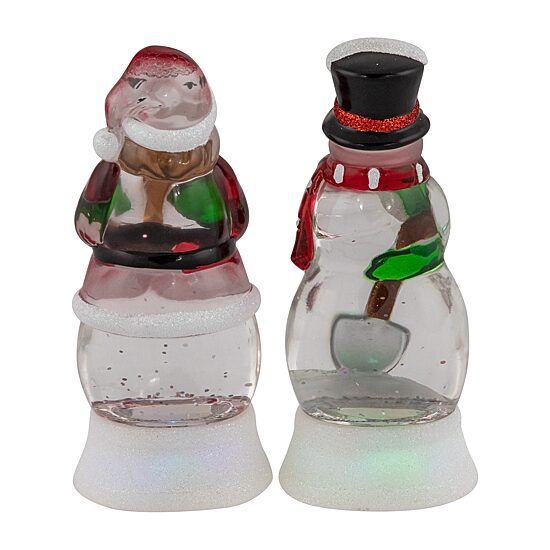 Northlight 6" Led Lighted Color Changing Santa And Snowman Acrylic Christmas Snow Globe