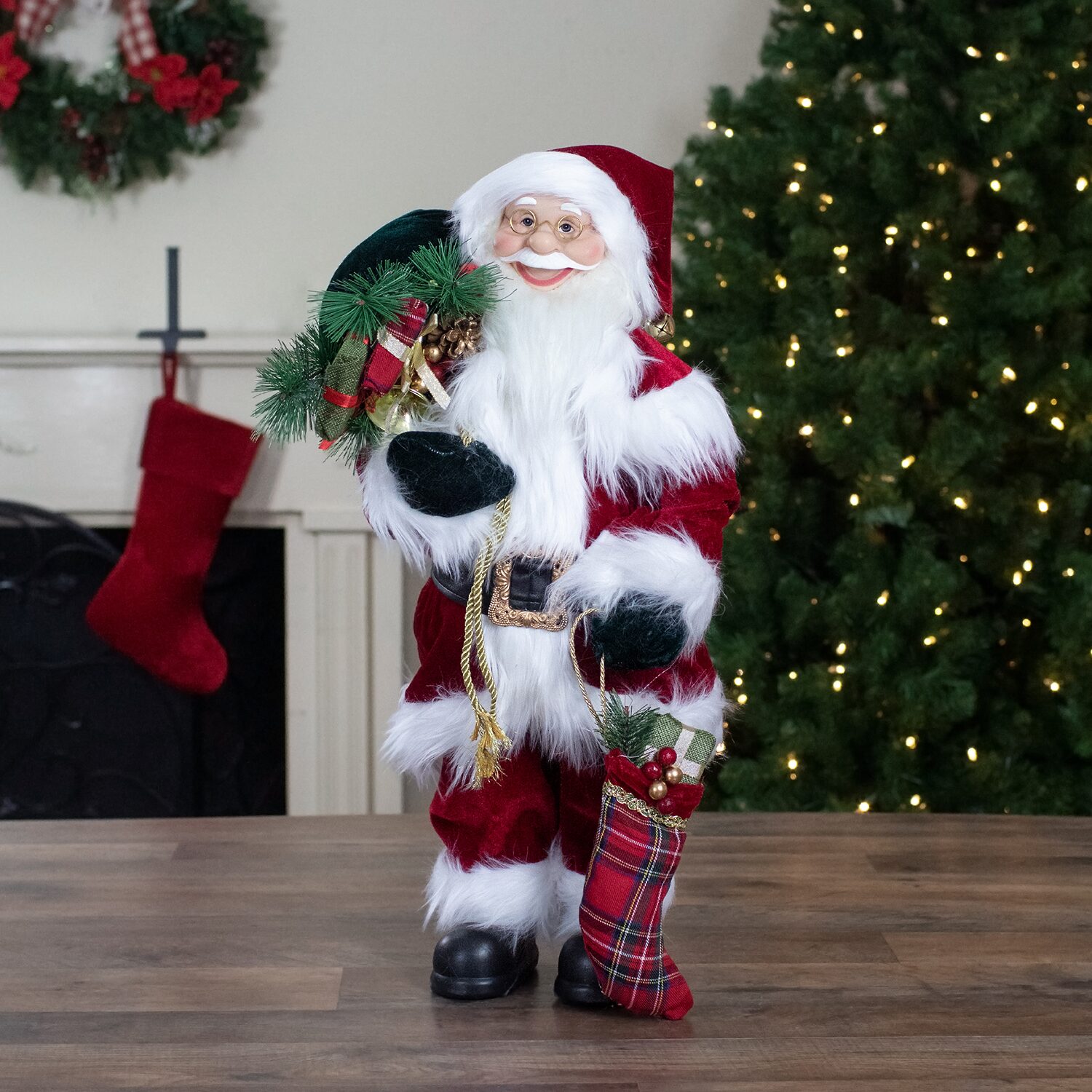 Northlight 2ft Standing Santa With Presents Christmas Figurine