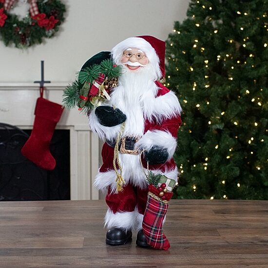 Northlight 2ft Standing Santa With Presents Christmas Figurine