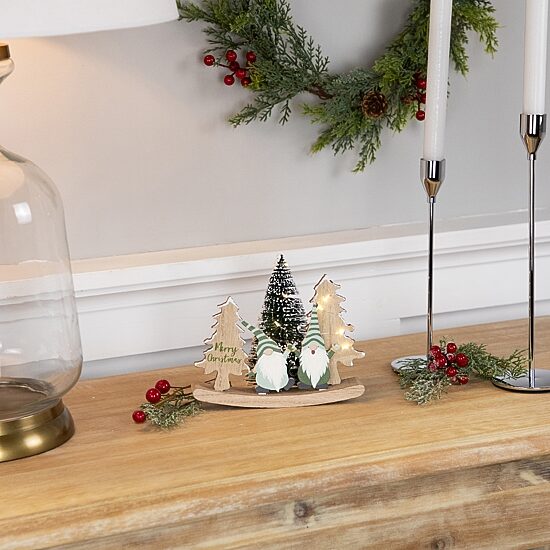Northlight 7" Led Lighted Gnomes And "Merry" With Christmas Gnome