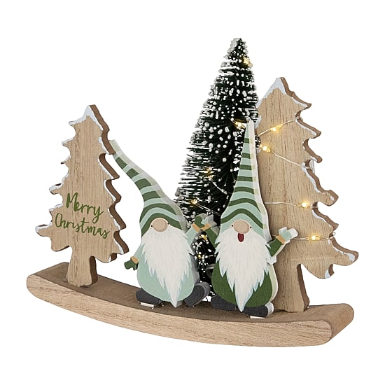 Northlight 7" Led Lighted Gnomes And "Merry" With Christmas Gnome