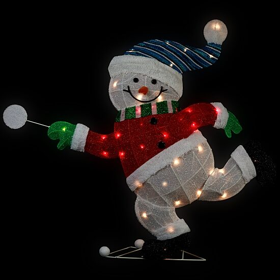 Northlight 36" Lighted Snowman With Snowball Christmas Yard Art