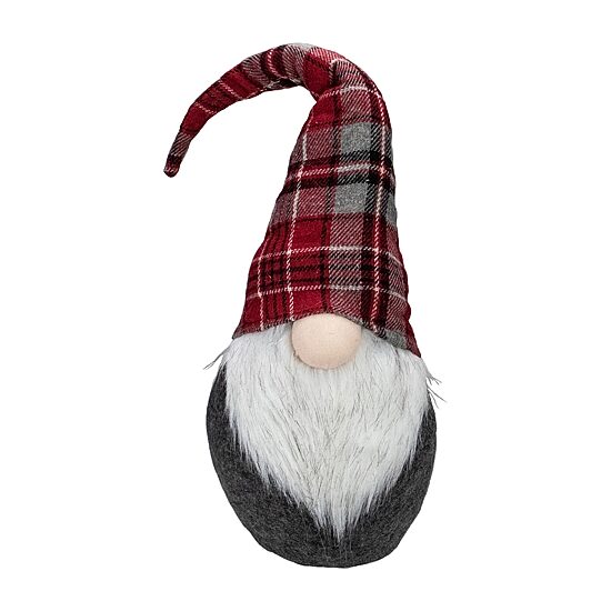 Northlight 25" Plaid Bendable Hat Sitting Gnome Christmas Gnome