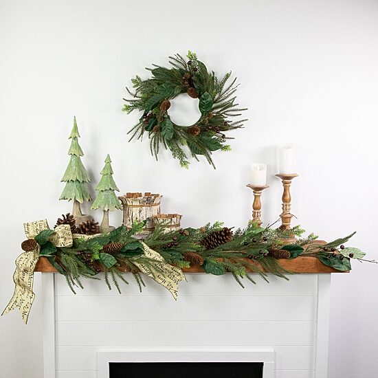 Northlight 20" Mixed Foliage With Berries Artificial Wreath