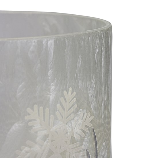 Northlight 10" Deer Pine And Snowflakes Hand Painted Flameless Glass Candle Holder