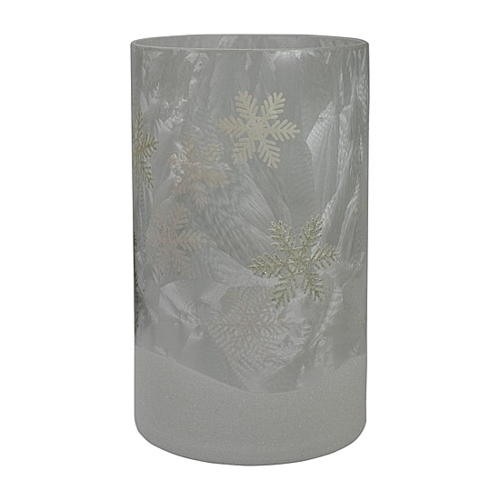 Northlight 10" Deer Pine And Snowflakes Hand Painted Flameless Glass Candle Holder