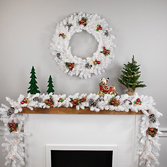 Northlight 30" Pre Lit Led White Canadian Pine Wreath