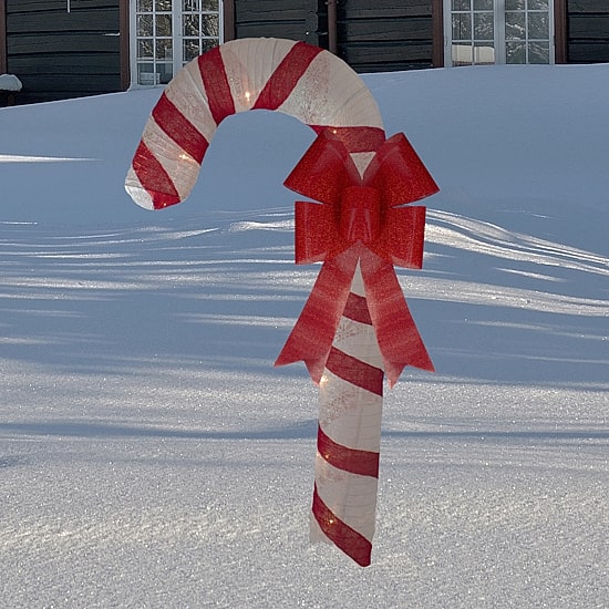 Northlight 8ft Pre Lit Striped Candy Cane With Bow Commercial Christmas Yard Art