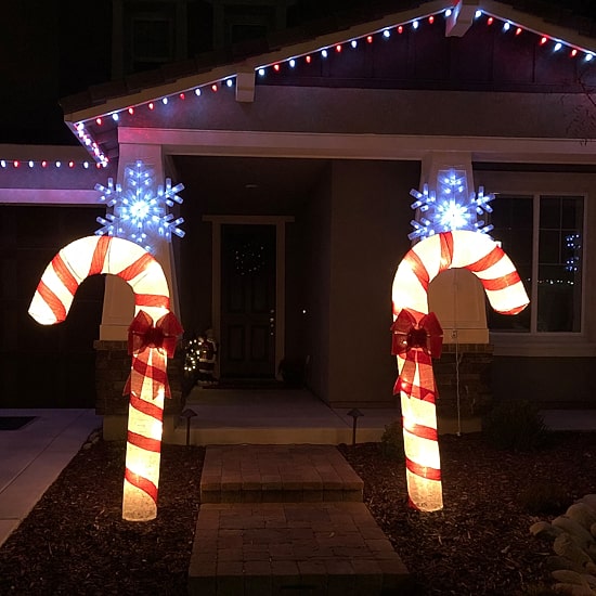 Northlight 8ft Pre Lit Striped Candy Cane With Bow Commercial Christmas Yard Art