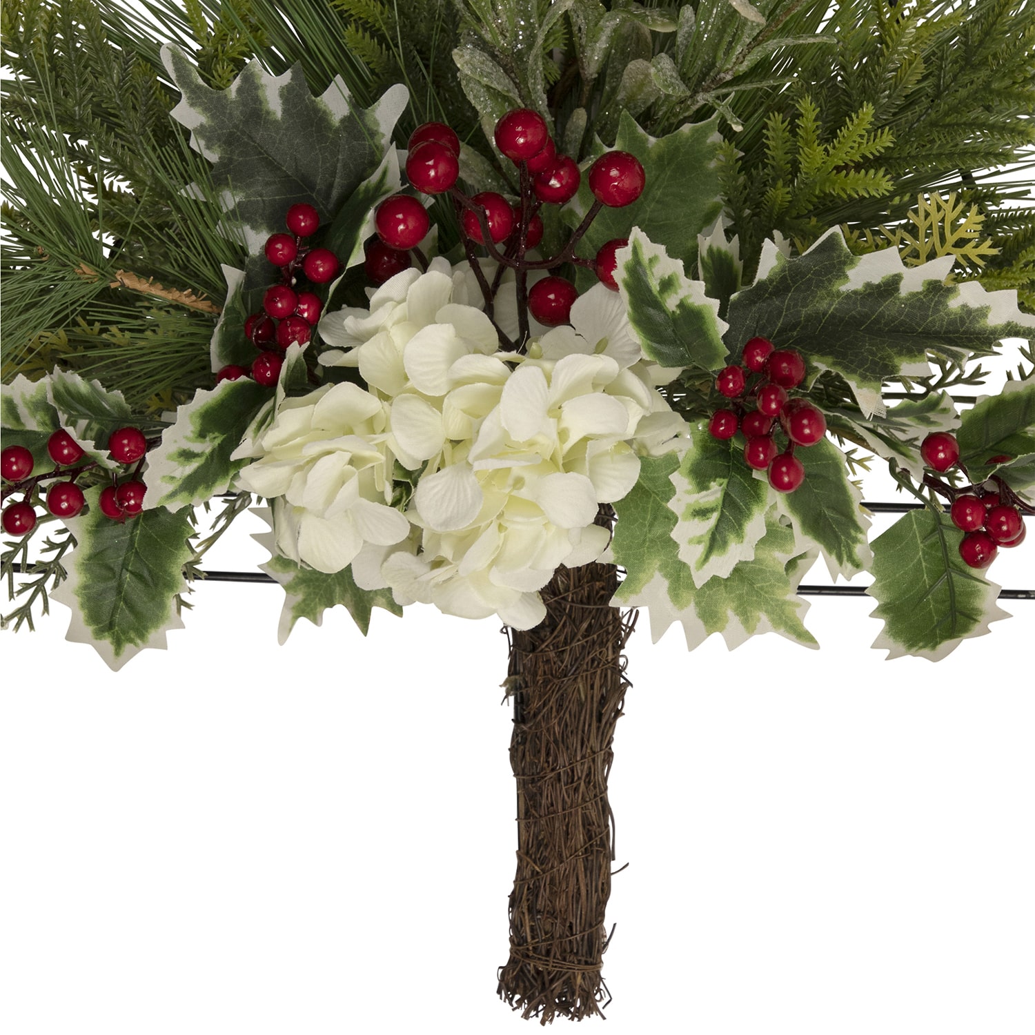 Northlight 24" Pine Tree With Berries And Holly Christmas Window Decor