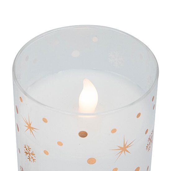 Northlight 6" Led Flameless Flickering Woodland Glass Pillar Flameless Candle