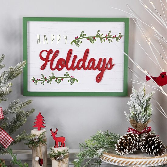Northlight 16" Framed "Happy" Wooden Wall Sign
