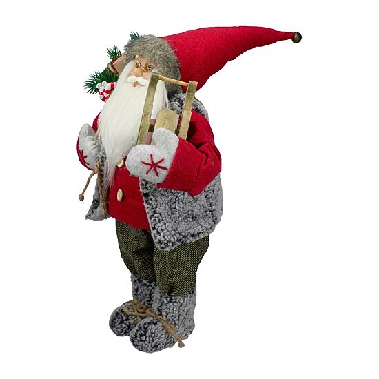 Northlight 18" Standing Santa Carrying Presents And A Sled Christmas Figurine