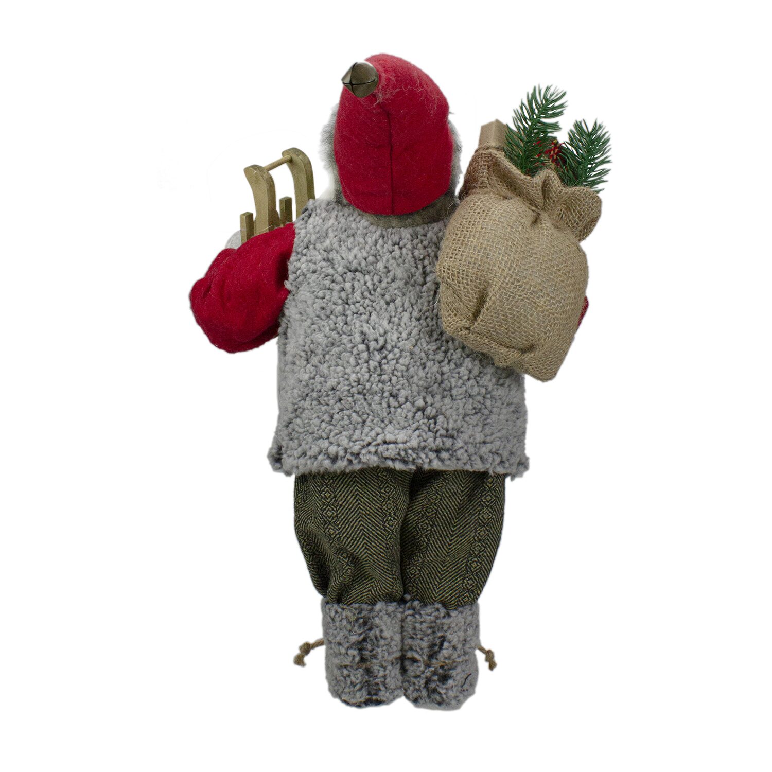Northlight 18" Standing Santa Carrying Presents And A Sled Christmas Figurine