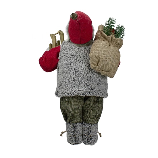 Northlight 18" Standing Santa Carrying Presents And A Sled Christmas Figurine