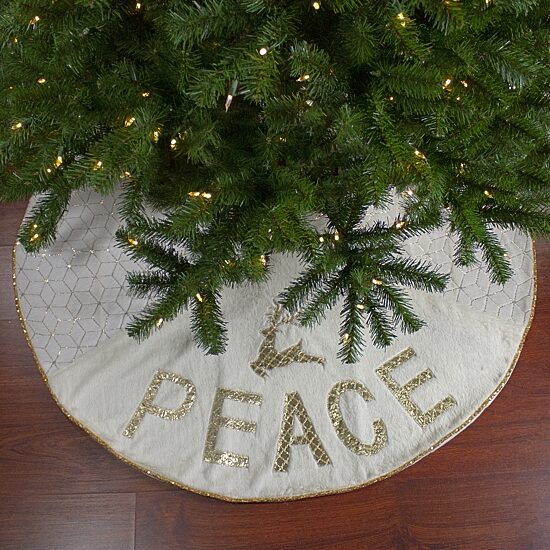 Northlight 48" Peace And Reindeer Indoor Tree Skirt